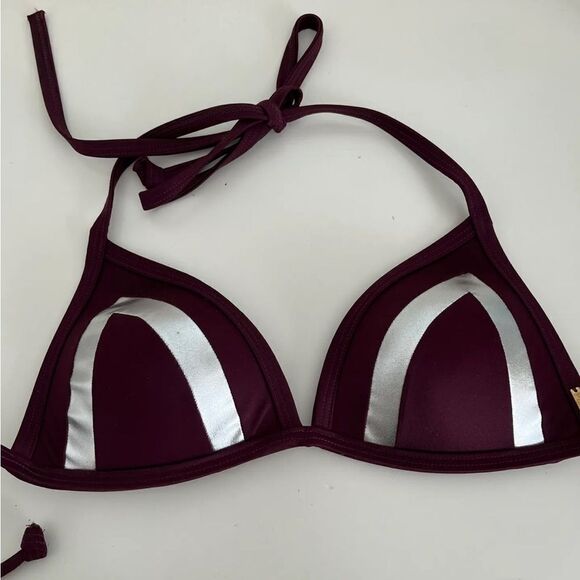 PINK blue Padded Victoria Secret Bikini string top with silver accents sz m - Picture 4 of 8